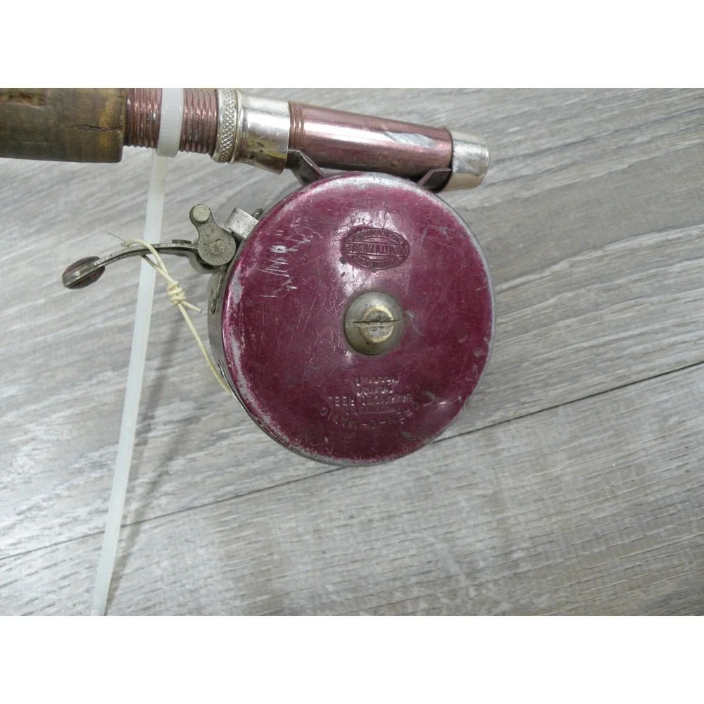 Vintage Heddon Golden Mark 50 Fiberglass Fly Rod 9ft & Oren-O-Matic Spincast